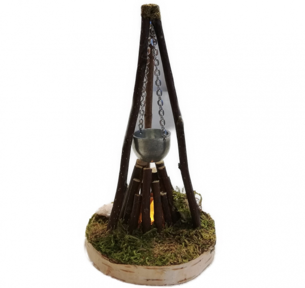 Lagerfeuer 18cm hoch für Krippen mit LED-Beleuchtung